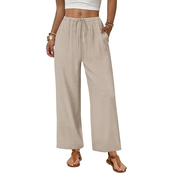 Sampeel Linen Pants Women Wide Leg Palazzo Pants Flowy Casual